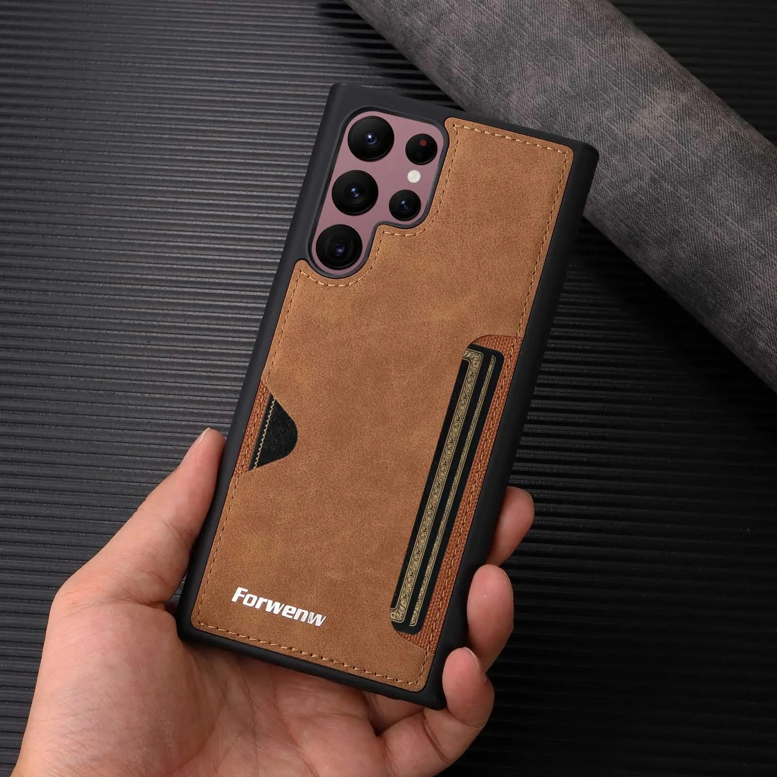 Vintage-Style PU Leather Wallet Phone Case with Card Holder