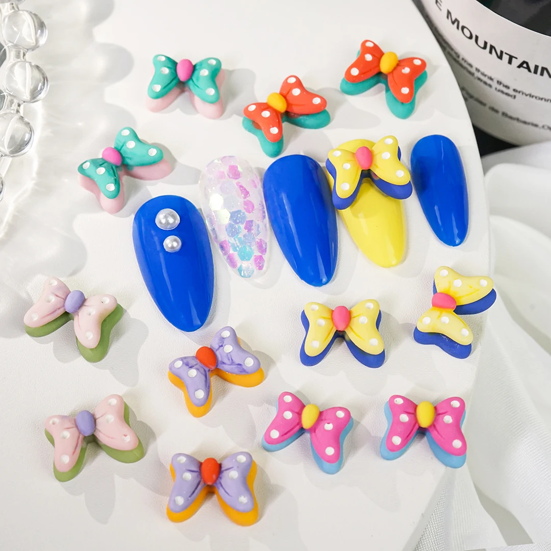 

Resin Nail Charms Art Cute Bow-knot Ribbon Parts 3D Art Decoration Design Flatback Rhinestone Kawaii Y2k Acrylic Korean Manicure