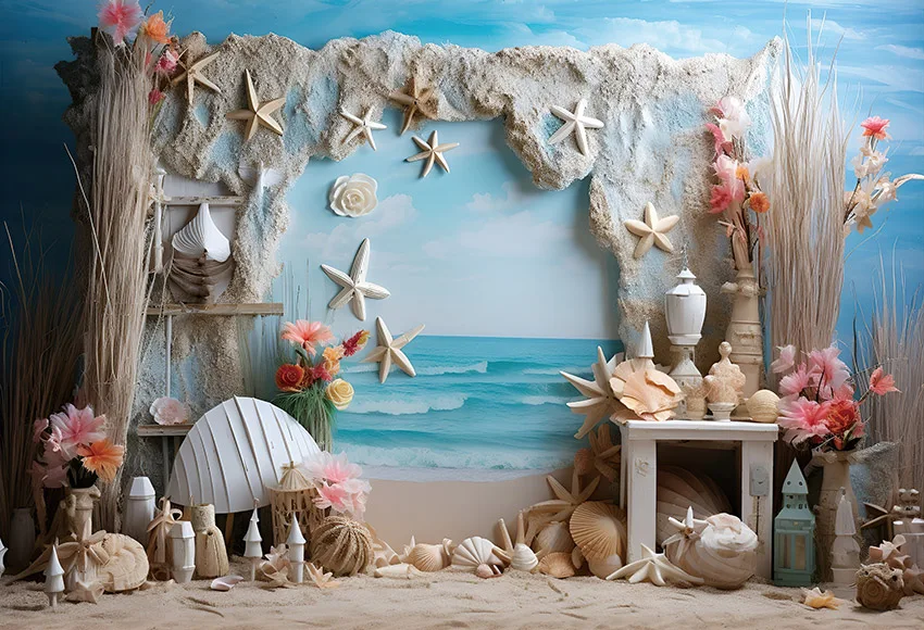 Mehofond Mermaid Princess Birthday Backdrop Girl Party Starfish Shell Decor  Under the Sea Baby Shower Background Photostudio - AliExpress