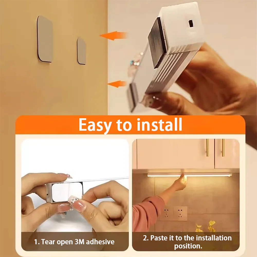 LED Light Rechargeable Motion Sensor Bar Human Infared Induction Night Portable Kitchen Cabinet 10/20/30/50cm