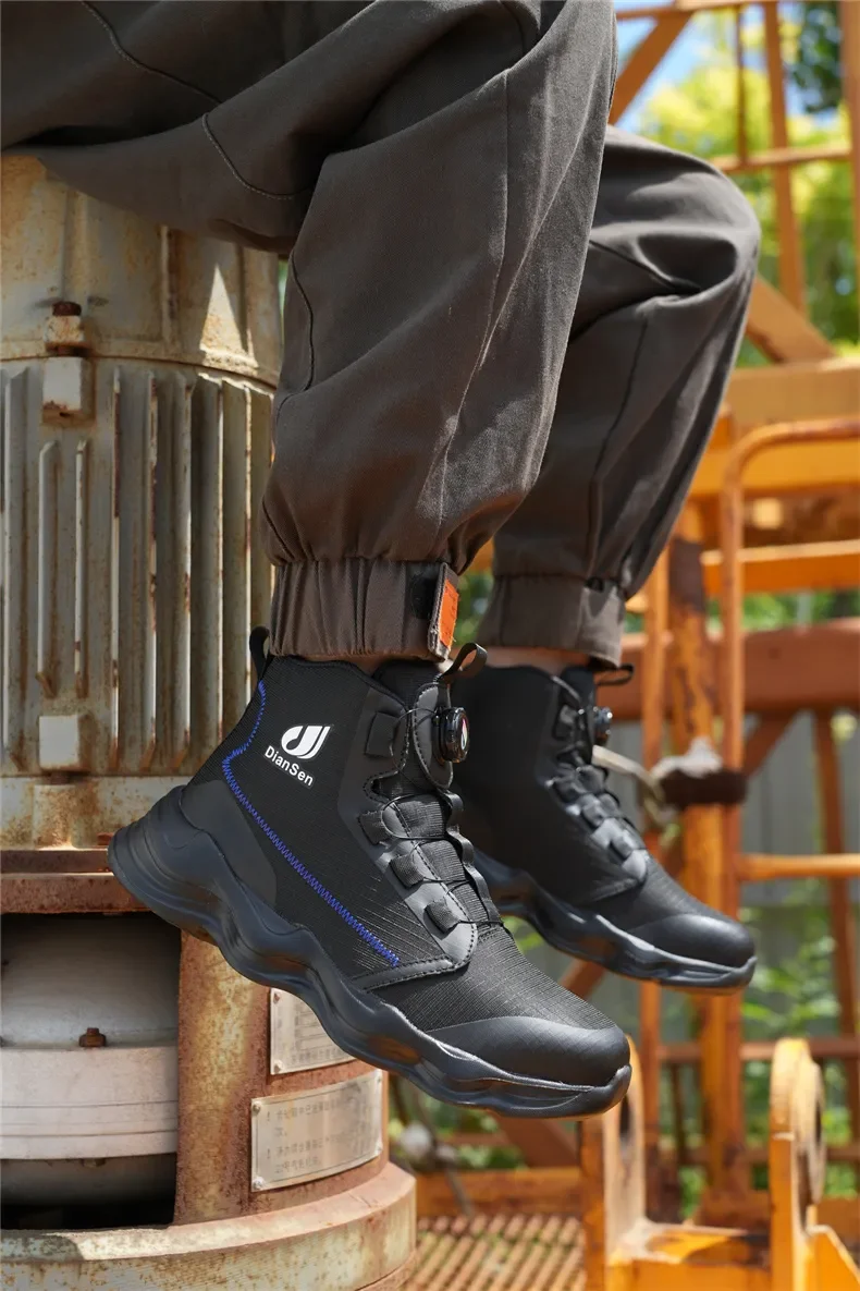 Men Steel Toe Cap Safety Boots Work Shoes Puncture-Proof Boots Safety Shoes Male Construction Work Shoes High Top Sneakers