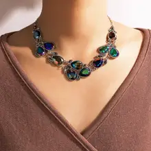 

Choker Necklace Exquisite Long Lasting Alloy Geometric Faux Crystal Neck Chain Link for Party