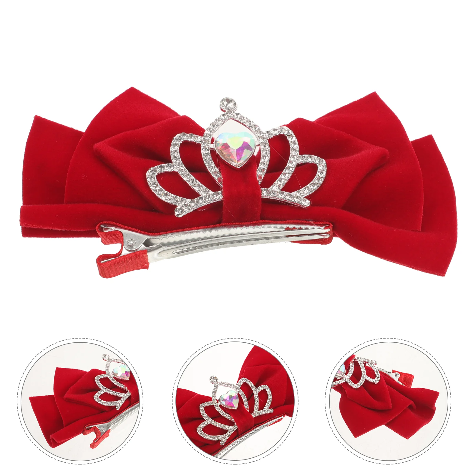 

Bow Clip Rhinestone Crown Decorative Hair Clip Adorable Bow Shape Hair Clip Adornment