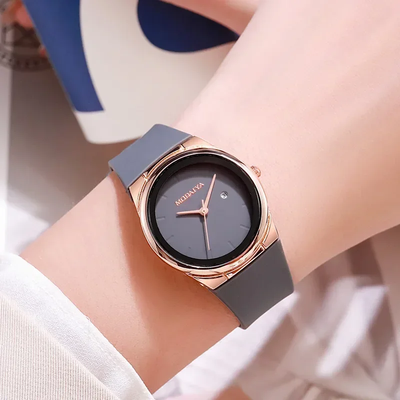 

New Quartz Watch Silicone Strap Student Watches Minimalist Fashion Women's Fashion Calendar Wristwatch Reloj Mujer Dropshipping