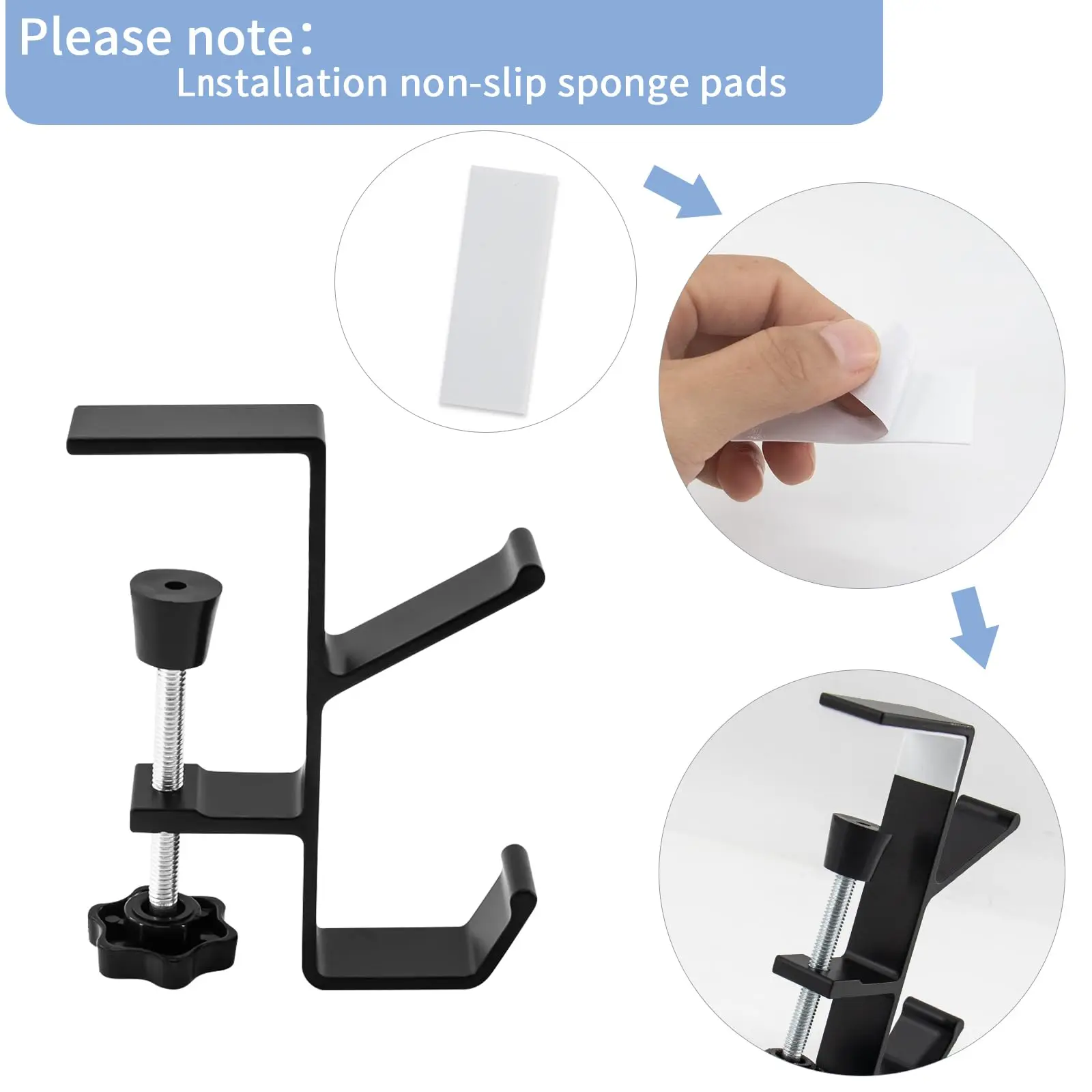 Adjustable Desk Edge Hook Gaming Headset Desk Hanger Backpack Storage Hanging Hook Holder Punch-free 1/2pc Home Office Organizer