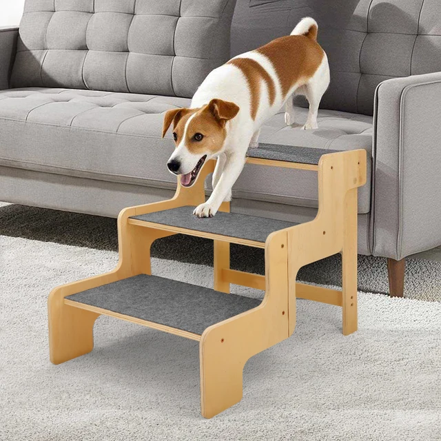 Dog Steps B&m VEVOR Wooden Pet Steps Convertible 2-in-1 Dog