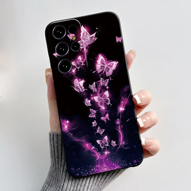 Cute Flower Cartoon Black Silicone Phone Case - Soft, Printed Cover