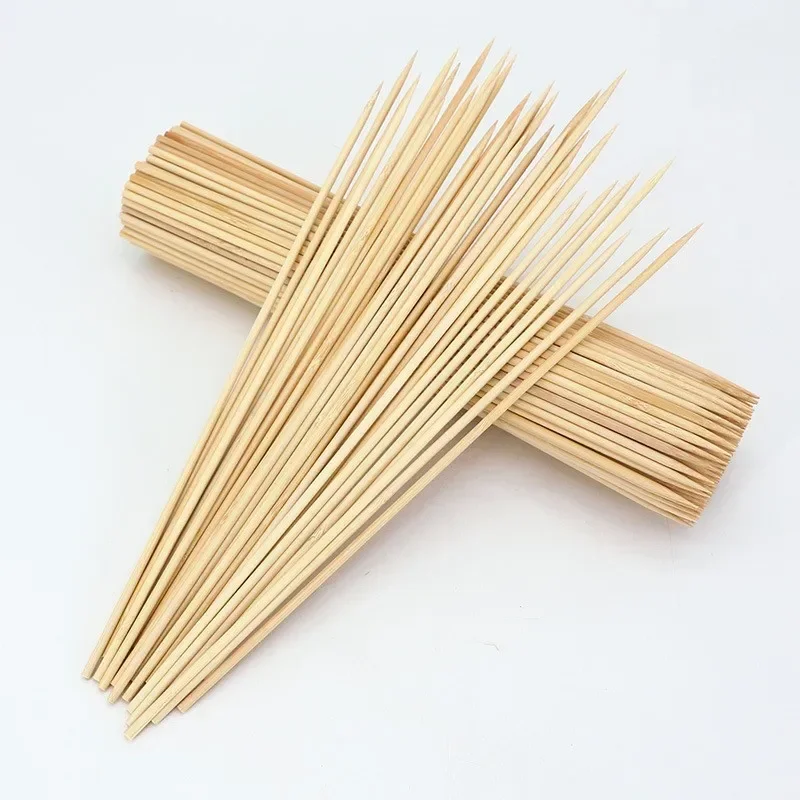 Bamboo Sticks for Barbecue Party Natural Wooden Disposable Long Skewer Stick Catering Camping BBQ Tools Accessories 90pcs/bag