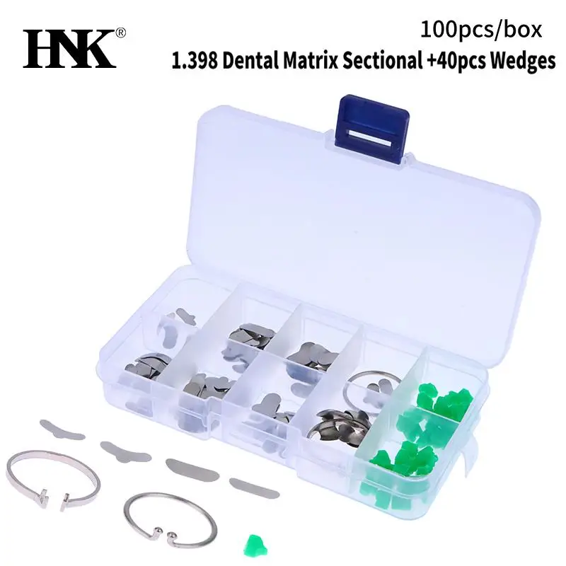 

100pcs/Set Dental Matrix Sectional Contoured Metal Matrices Bands Dentsit Oral Care Dental Matrix Rings Full Teeth Replacement