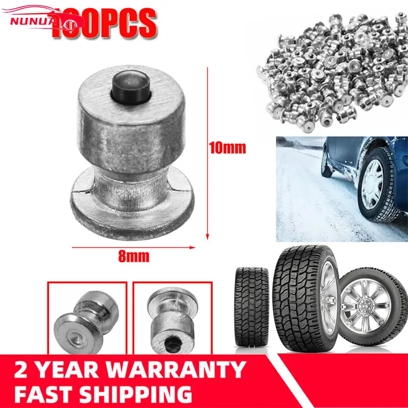 Wheel Tyre Studs 100Pcs Winter Car Tires 8x10mm Screw Snow Spikes for Shoes ATV Car Motorcycle Tire