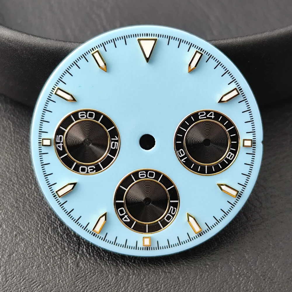 VK63 dial panda dial luminous dial suitable for 39.3mm case quartz