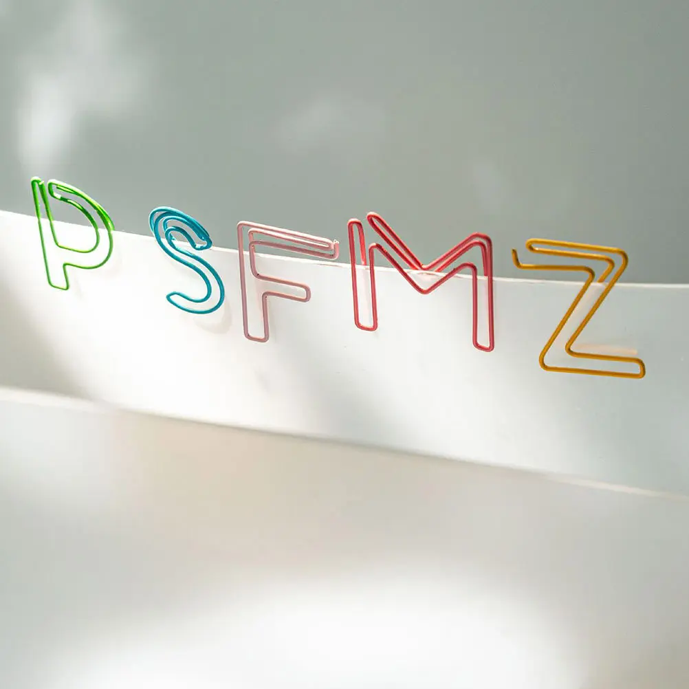 52Pcs 편지 모양의 종이 클립 철 책갈피 클램프 학생을위한 페이지 마킹 클립 사무실 학교 문구 다채로운