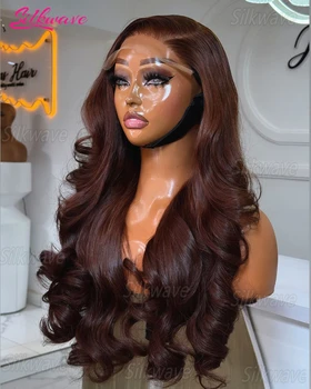 Body Wave Chocolate Brown Lace Front Wig Human Hair 13x6 HD Transparent Lace Frontal Wig 30 Inch Color Lace Front Wig Preplucked 1