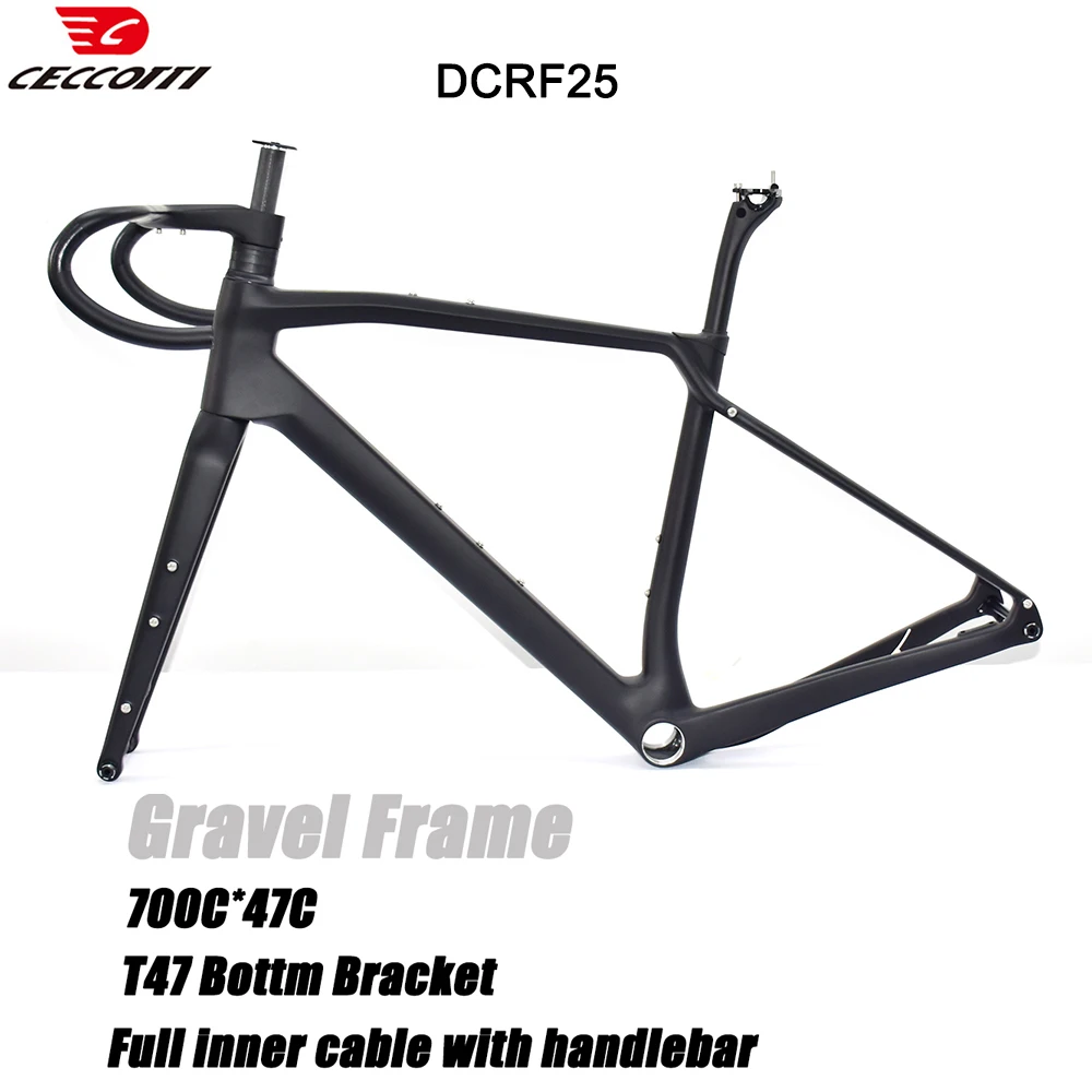 Carbon Gravel Frame with Disc Brake Bicycle Frameset Full Hidden Cable Bike Framework 700C * 47C T47 BB bicycle parts bicycle frame