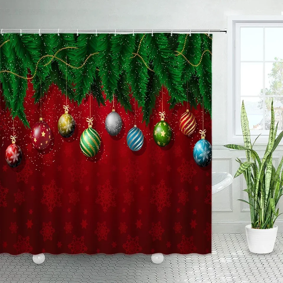 Weihnachts-Duschvorhang Mit Schneemann-Motiv – 178 X 178 Cm, Inkl. Haken, HD-Druck, Waschbar