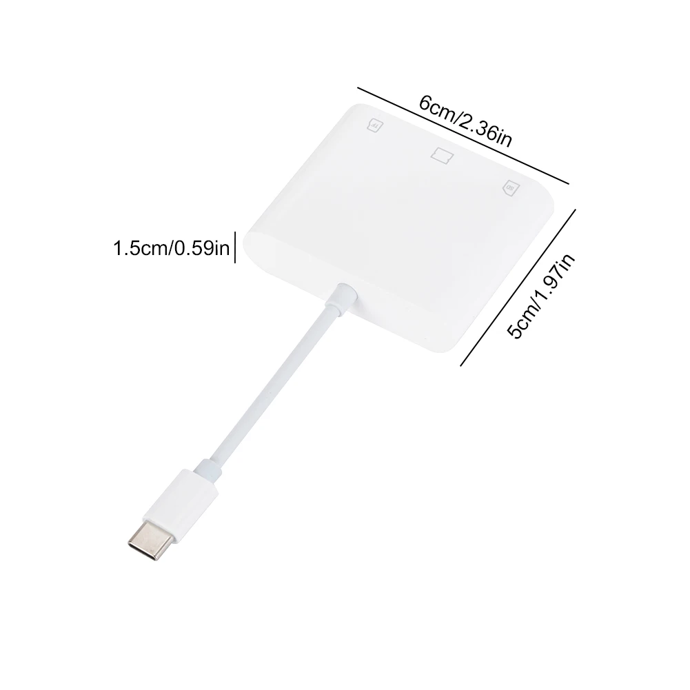 3-in-1 Type-C To SD/TF/CF Memory Card Adapter SD Card Reader Memory Reader for iPad iPhone 15 MacBook and More USB-C Device