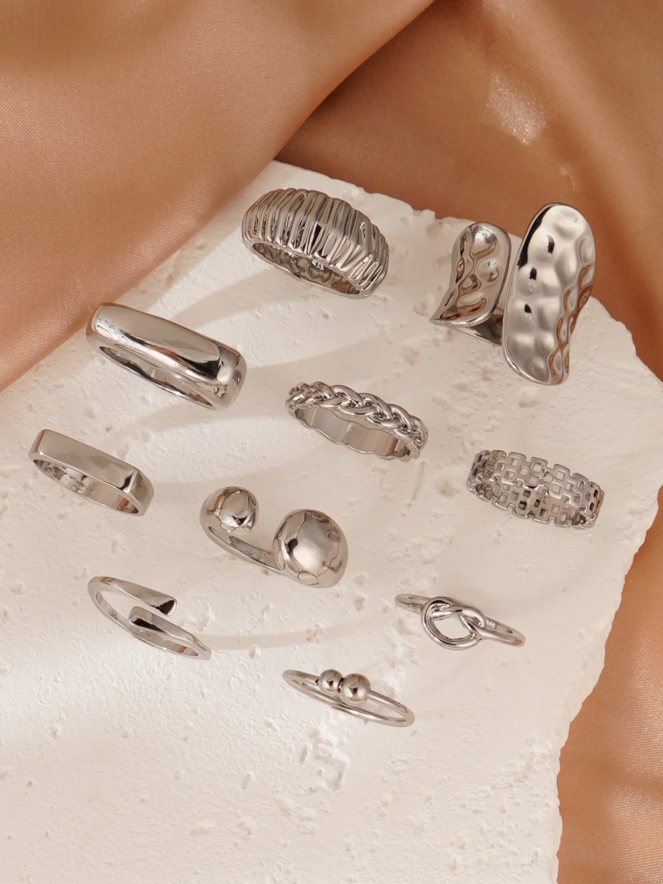 10pcs Retro Silver Rings Set for Women