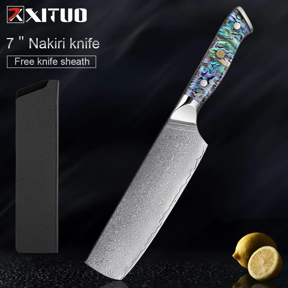 Xituo 7 Inch Nakiri Knife 67 Layer Damascus Steel Kitchen Chef