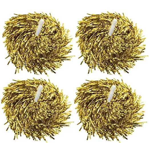 Gold Cheerleading Poms Sports Dance Cheer Plastic Pom for Sports Team Spirit Cheering