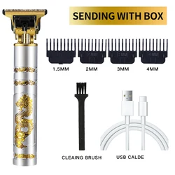 T Bald Head Hair Clipper Trimmer for Men Rechargeable Clipper Barber Shaving Machine Vintage Cordless Hair Clipper