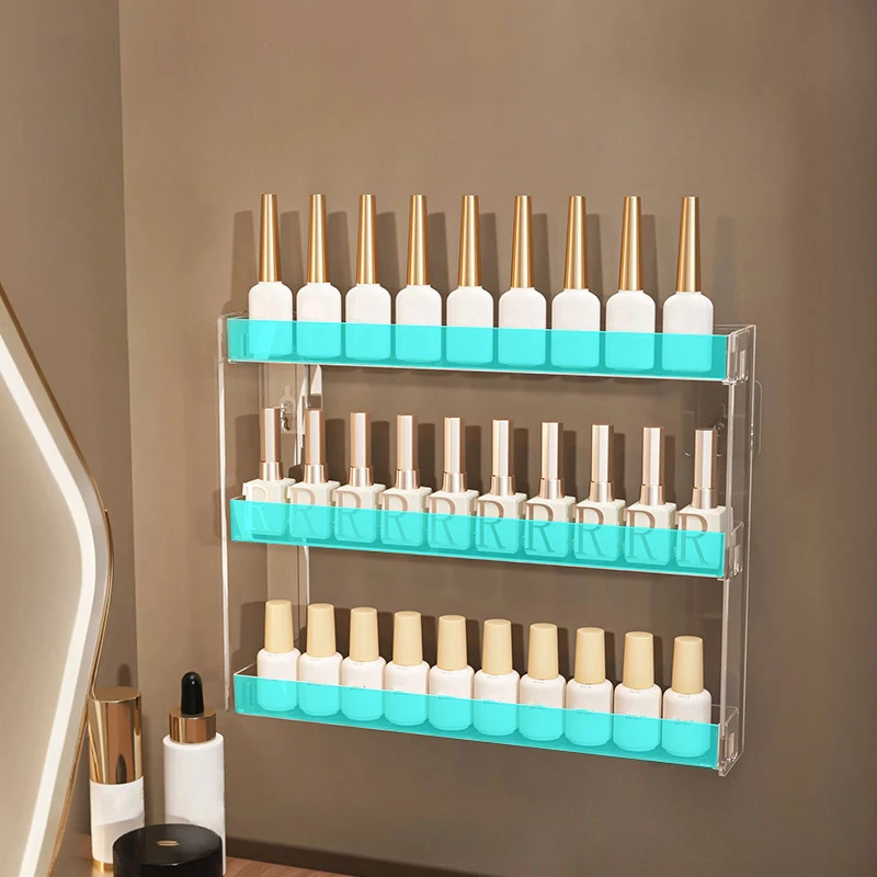 3 Layers Acrylic Nail Polish Display Rack Transparent Cosmetic Organizer Multi-layer Simple Mounting Rack Stand Holder 2