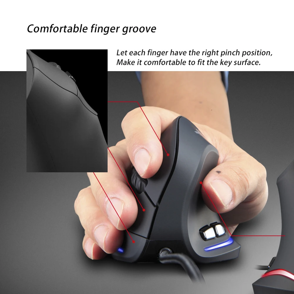 Ergonomic Vertical Rechargeable USB Optical Mouse for PC Gamer
