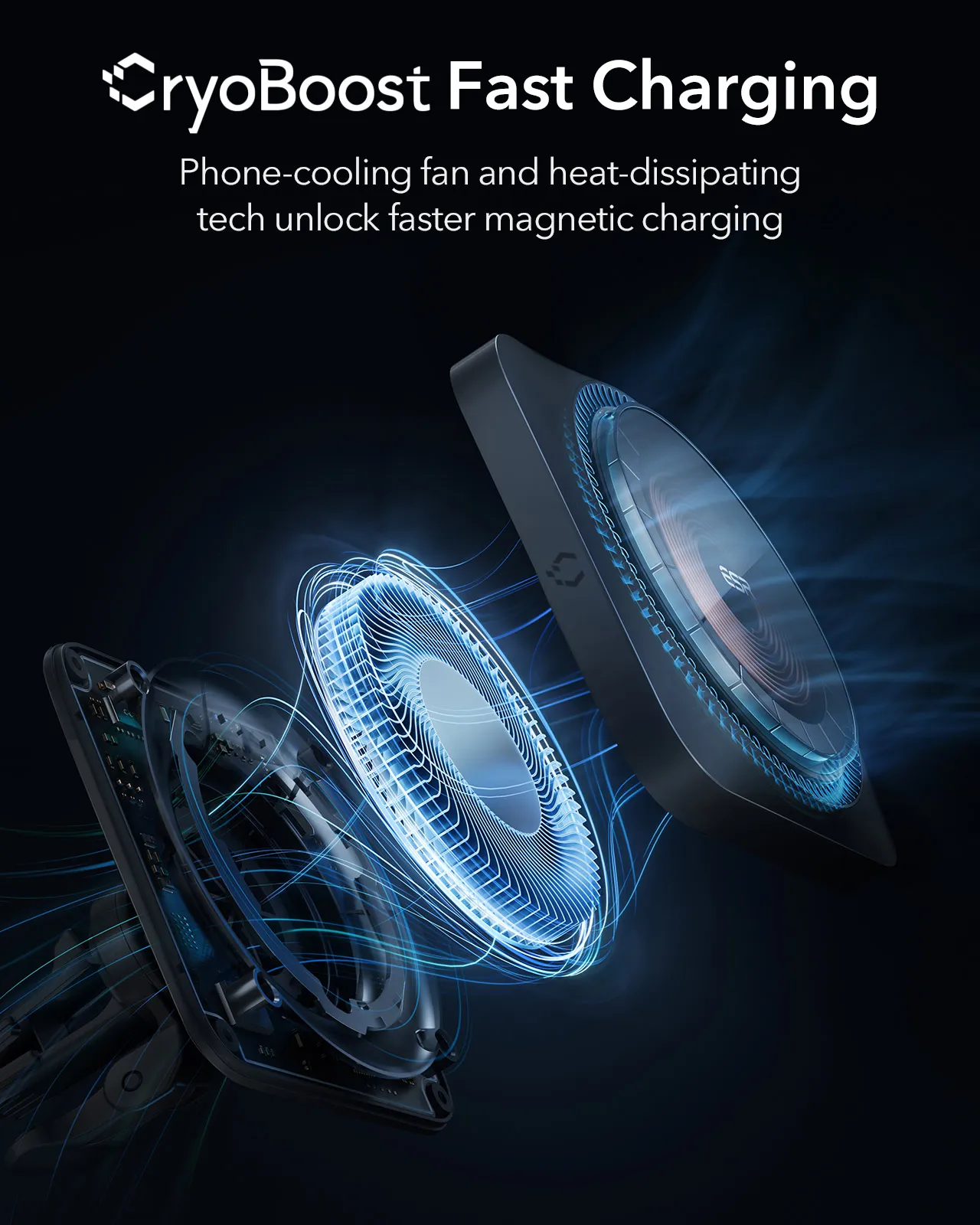 ESR Magnetic Car Charger for iPhone 15 14 13 12 Pro Max CryoBoost  Cooling for MagSafe Wireless Car Mount Phone Holder Air Vent