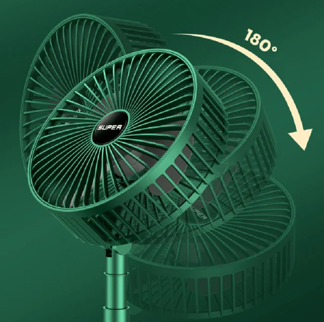 Ventilatore pieghevole portatile Mini ventilatore da supporto Altezza regolabile Ventilatore da tavolo muto Ventilatore di circolazione dell'aria Ventilatore da pavimento Regolazione a 3 velocità 6