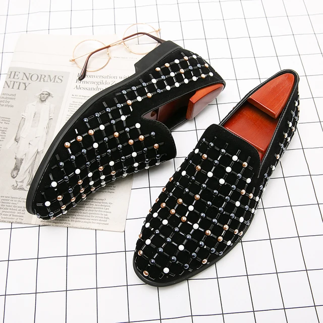 Men's Multicolor Rhinestone Slip On Loafers 1