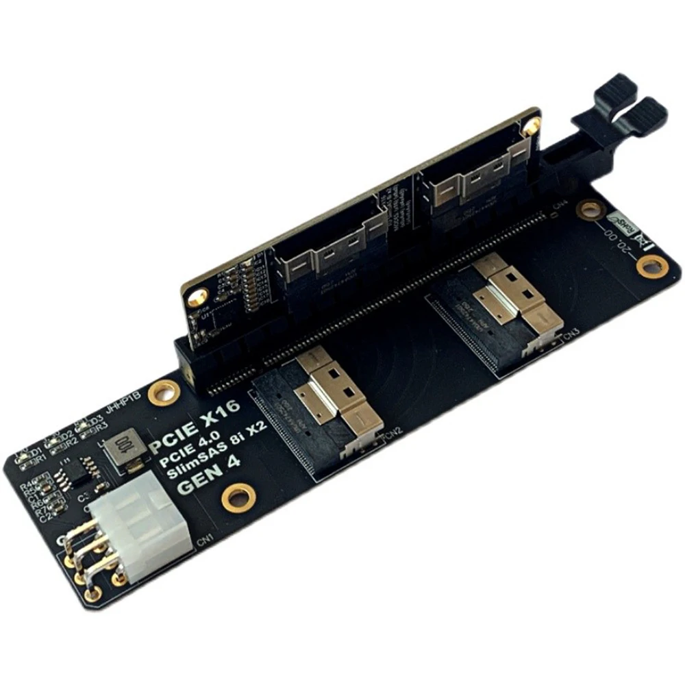 2023 New 2-Port SlimSAS 8i X2 To PCIe4.0 X16 GEN4 Slot Adapter Board Compatible with Gen3/gen4 SFF8654