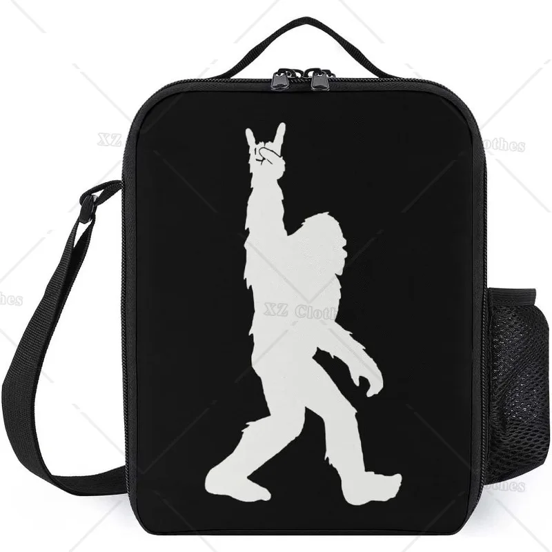 

Смешная коробка для завтрака Bigfoot Rock and Roll, женская сумка-тоут с регулируемым плечевым ремнем для мужчин и женщин, для работы, поездок и пикника