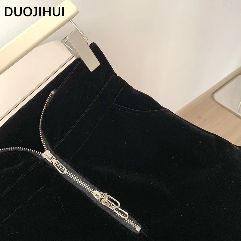 DUOJIHUI Autumn Black Chic High Waist Female Shorts Classic Loose A-line Fashion Zipper Simple Solid Color Casual Women's Short