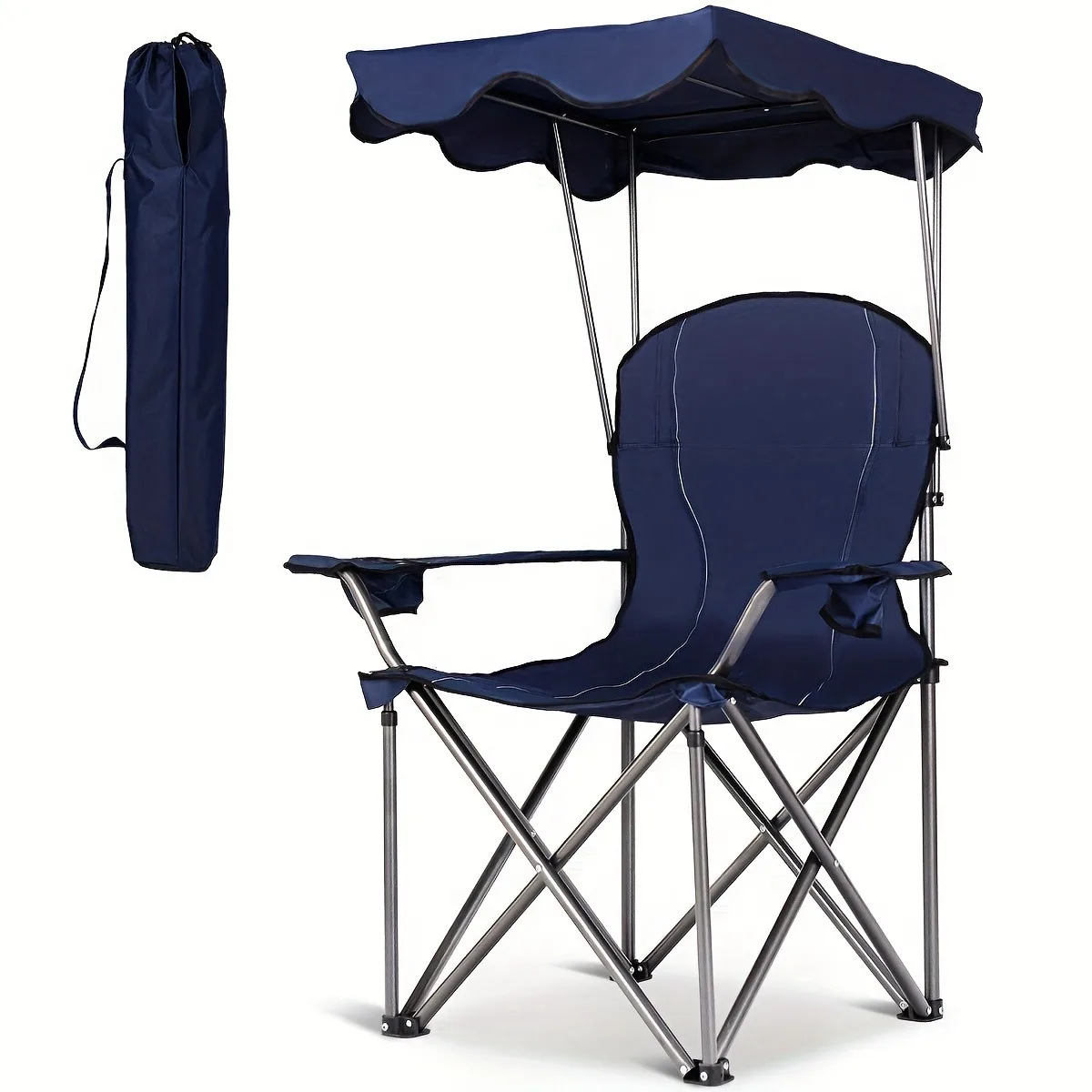 Cadeira Praia Dobrável Adultos - Leve Portátil Azul Pack 2 Unidades Capacidade 136kg