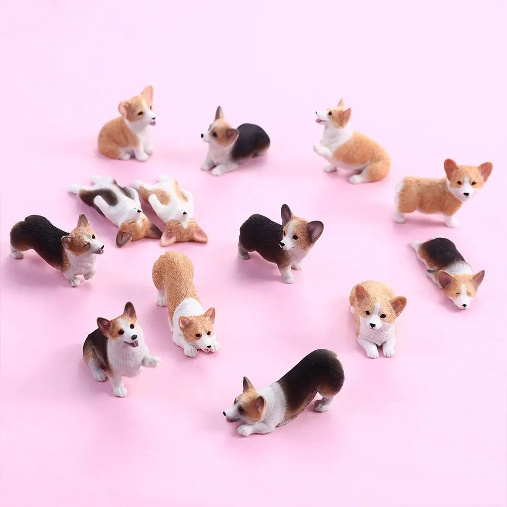 

Creative Resin Figures Dog Doll Children's Gift Mini Animal Car Ornament Simulation Dog Corgi Model Miniature Figurines