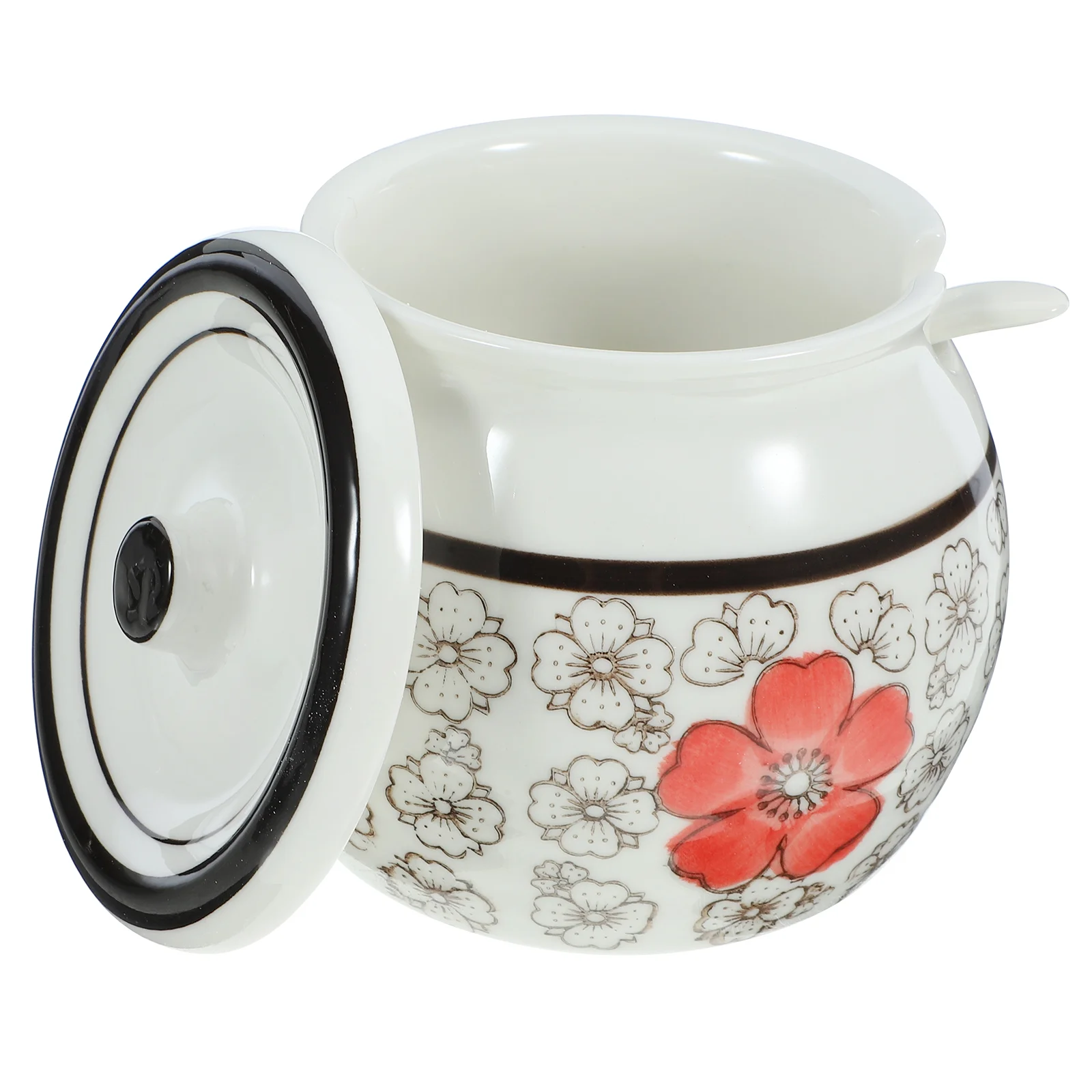 

Ceramic Canister Reusable Tea Canister Condiment Storage Container Ceramic Sugar Canister with Spoon