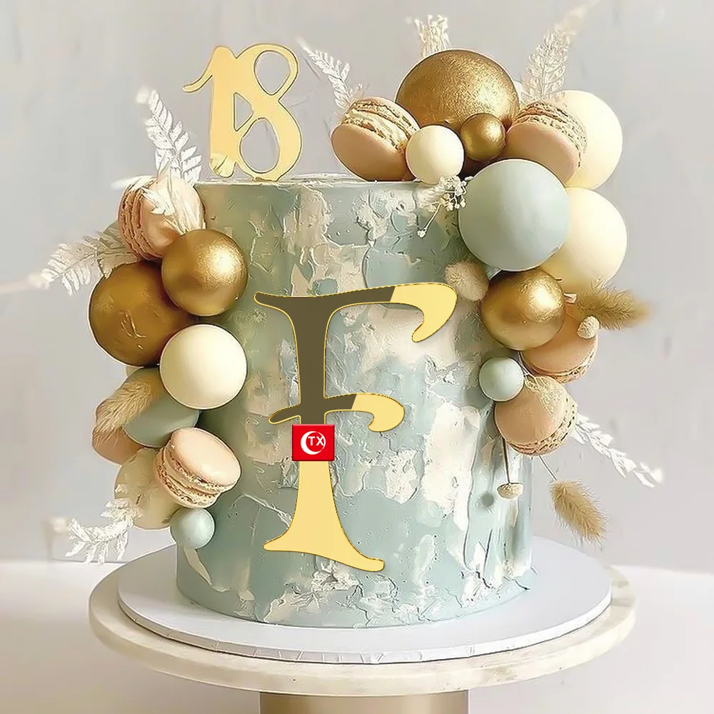 

Акриловая Золотая креативная Подложка для капкейка с 26 буквами на День святого Валентина для детского дня рождения