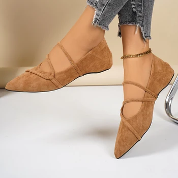 الربيع والخريف جديد وأشار شقة مسطحة مريحة عارضة أحذية واحدة عصرية أنيقة ومثير الأحذية المسطحة للنساء 4