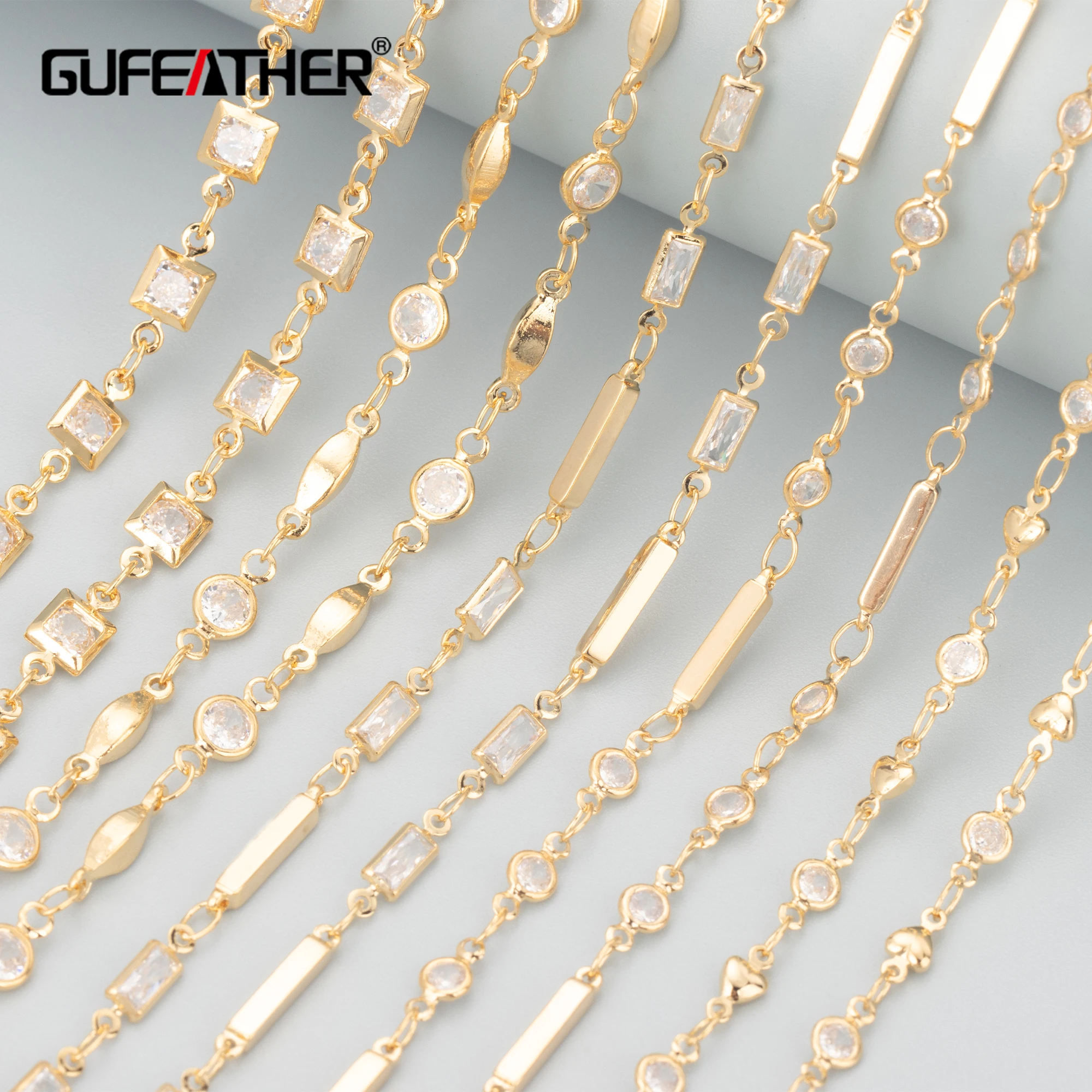 

GUFEATHER C160,diy chain,pass REACH,nickel free,18k gold plated,copper metal,zircon,jewelry making,diy bracelet necklace,1m/lot