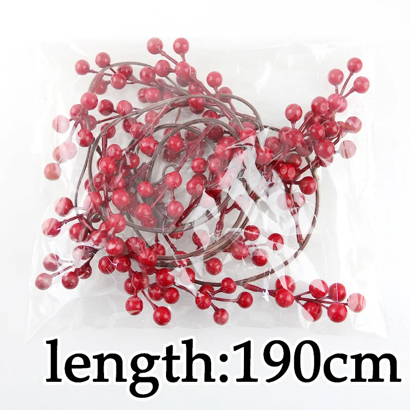 (1 Pcs/pack) Red Small Berry Pendant Christmas Tree Decoration 1.9m Long Wedding Decorations Holiday DIY Gift Pendants