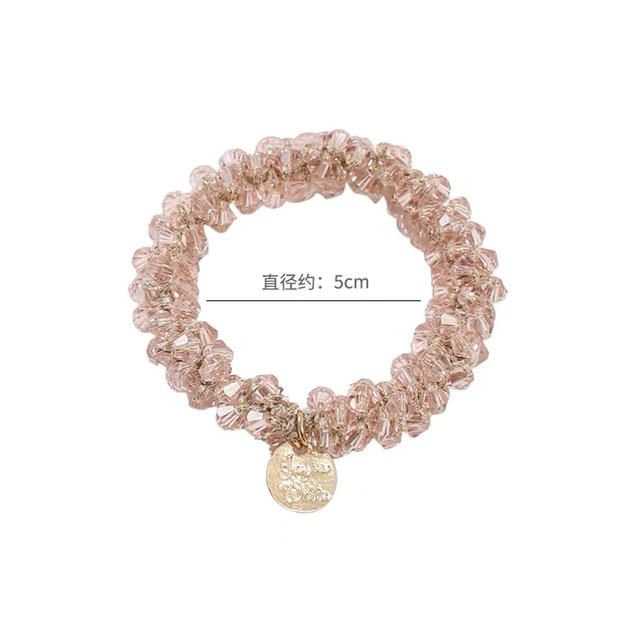 Fashion Crystal Pearl Hair Ties High Elastic Beaded Scrunchies Women Girls Ponytail Holder Rubber Band Bohemia Party Headwear