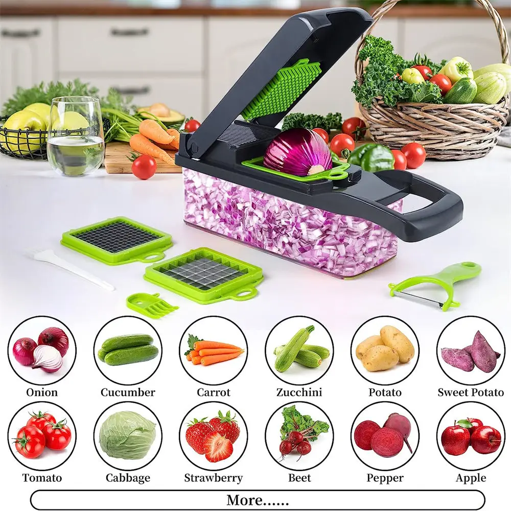 Kitchen Vegetable Chopper Multifunctional Onion Potato Carrot Shredder Fruit Slicer 14/16 in 1 Kitchen Accessories