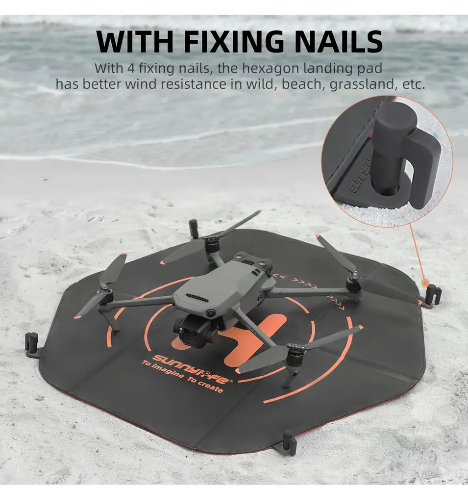 

60cm Foldable Drones Landing Pad Compatible For Dji Avata/mini3 Pro Waterproof Drone Parking Apron Mat With Ground Nails