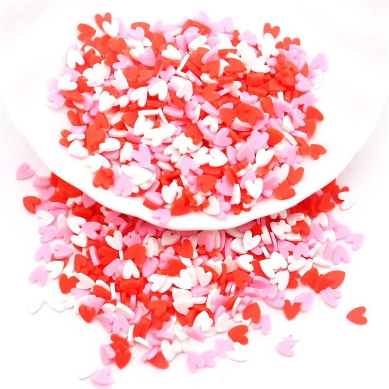 

5mm Colorful Heart Polymer Clay Slices for Nail Art Decoration Hot Clay Sprinkles DIY Crystal Slime Filling Accessories