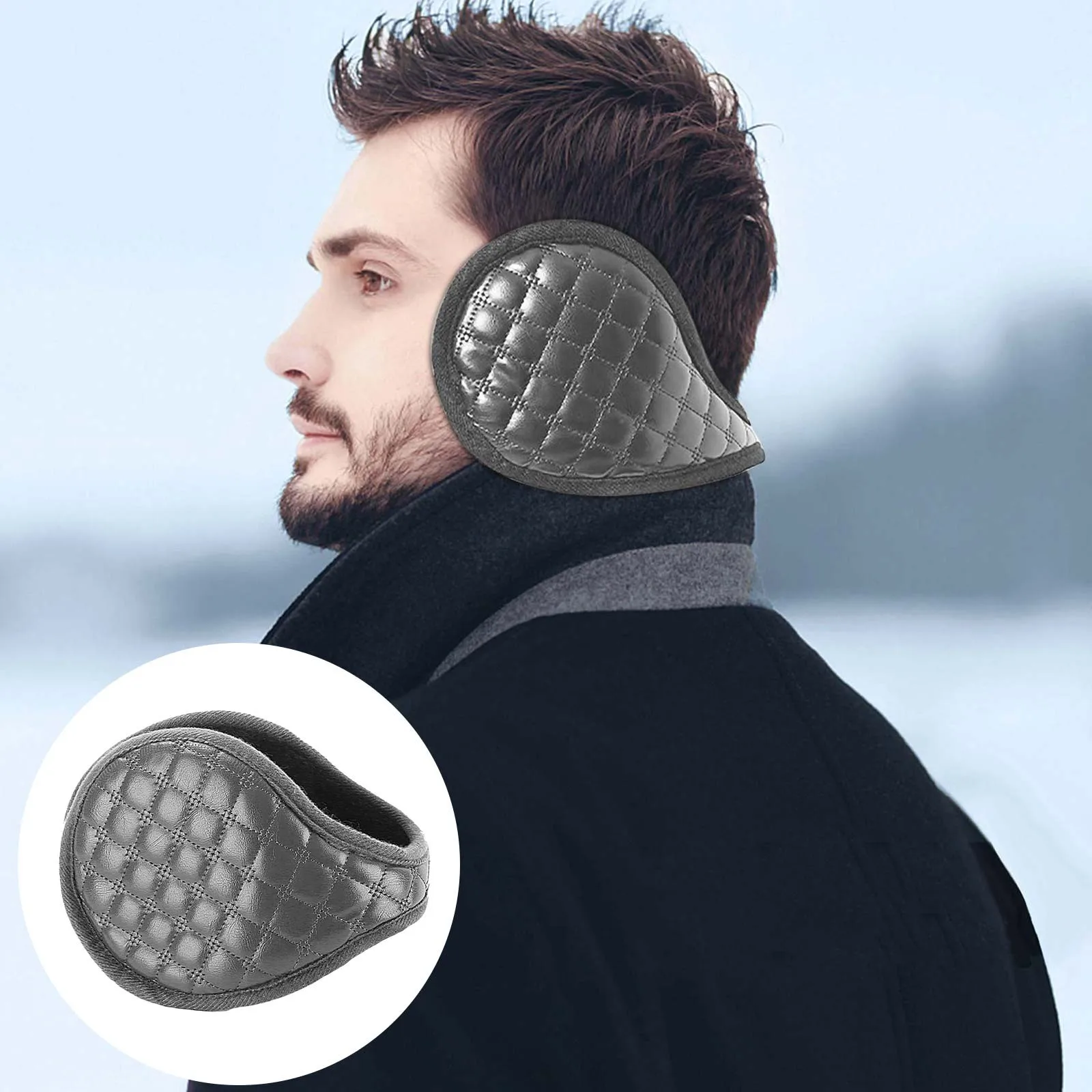 

Grey Warm Earmuffs Winter Earmuffs Folding Ear For Winter Men Women Earmuffs Behind Head For Outdoor