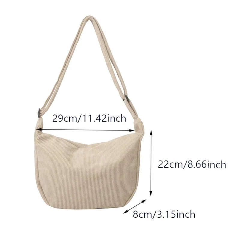 Large Capacity Corduroy Shoulder Bag Cotton Cloth Handbag Handbag with Coin Purse Korean Style Tote Bag Solid Color Shoulder Bag