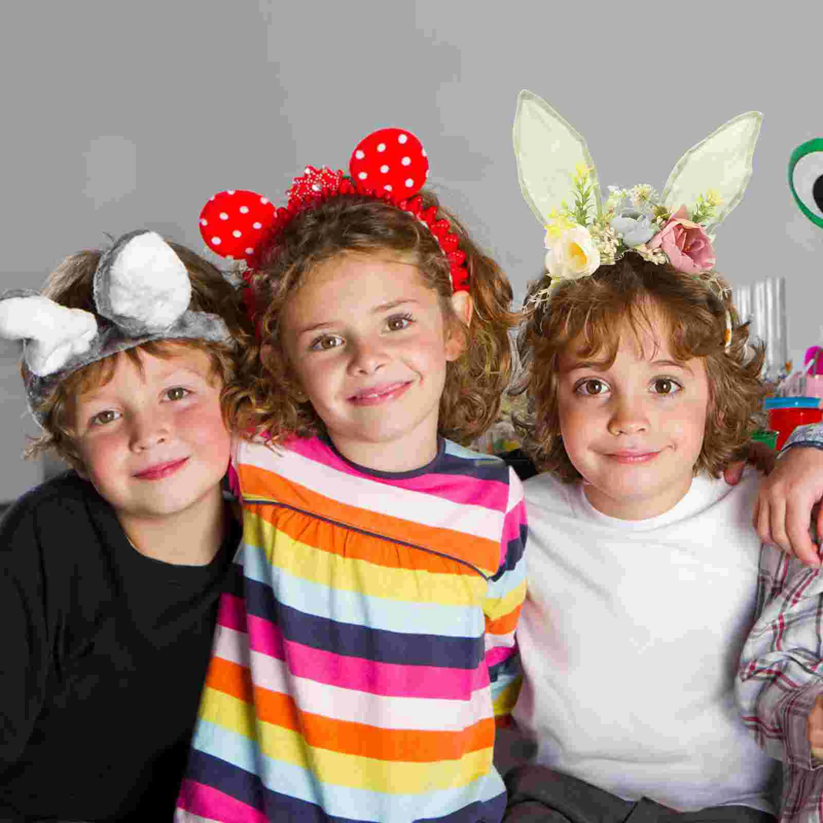 Bunny Accessories Rabbit Ear Headband Sweet Children's Artificial Flower Outdoor Photo Baby Headwear Party Hair Ears Fabric 6
