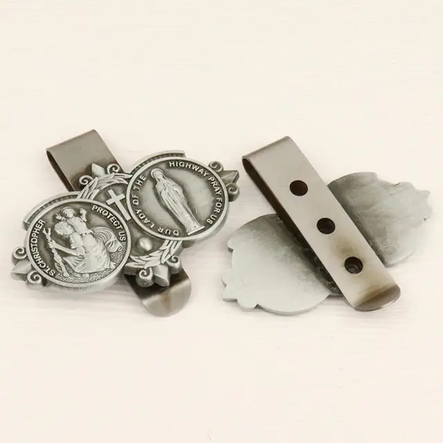 Medaglia Di San Cristoforo Per Auto - 2 Clip Per Visiera Con Benedizione, Regalo Per Viaggiatori - Foto 8