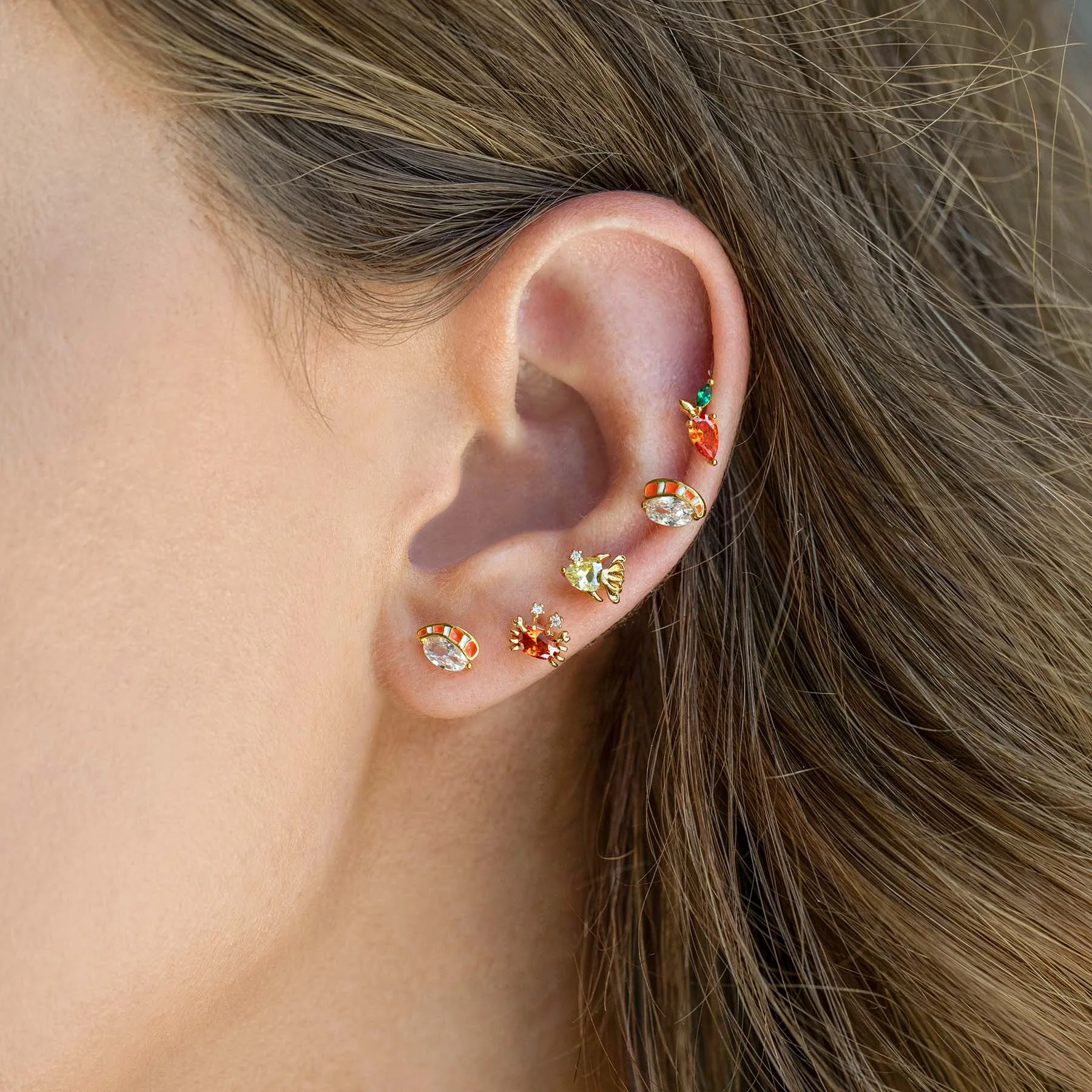 Y2K Ins Lovely Food Hamburg French Fries Pizza Food Zircon Stud Earring For Women Cute Delicious Food Earrings Jewelry Gift 6