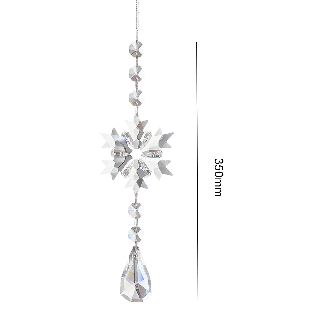Snowflake Rainbow Maker Crystal Sun Catcher Prism Hanging Window Crystal Light Catcher Jewelry Wind Chimes Home Christmas Decor