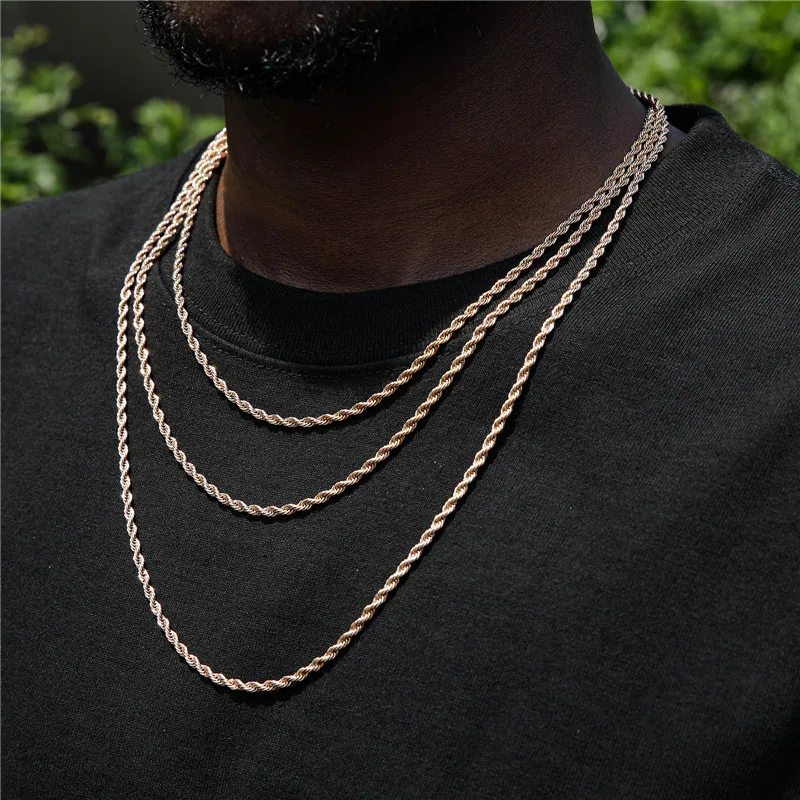 Men Long Necklace Stainless Steel Miami 